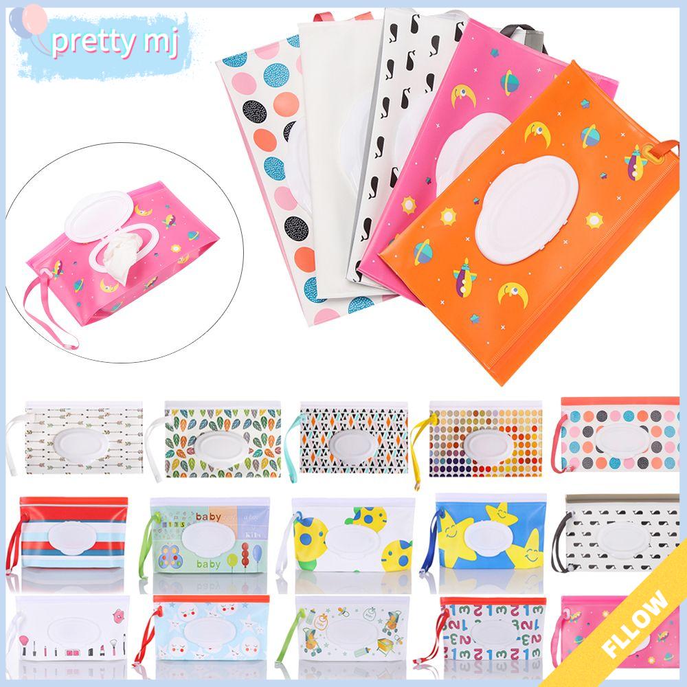 Khá MJ 1 cái hộp đựng sản phẩm cho em bé có dây đeo dễ thương ngoài trời Túi Khăn ướt Xách Tay Hộp đựng khăn giấy Túi đựng mỹ phẩm phụ kiện xe đẩy