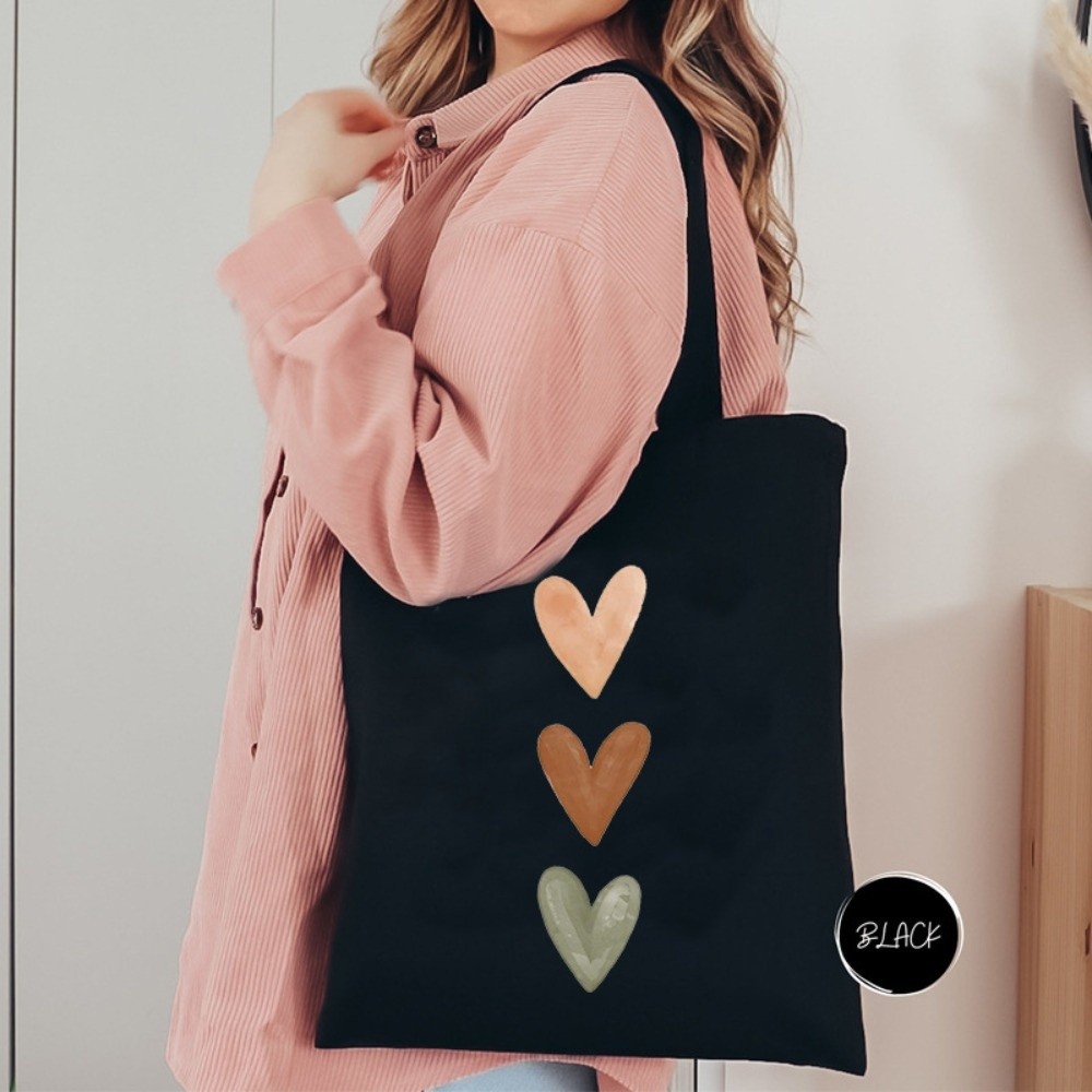 TEENIE WEENIE SPORTS In hình trái tim màu nước Túi đeo vai bằng vải canvas Tối giản Dung lượng lớn Túi xách Thường ngày Harajuku Túi xách đường phố Túi xách nữ - 5