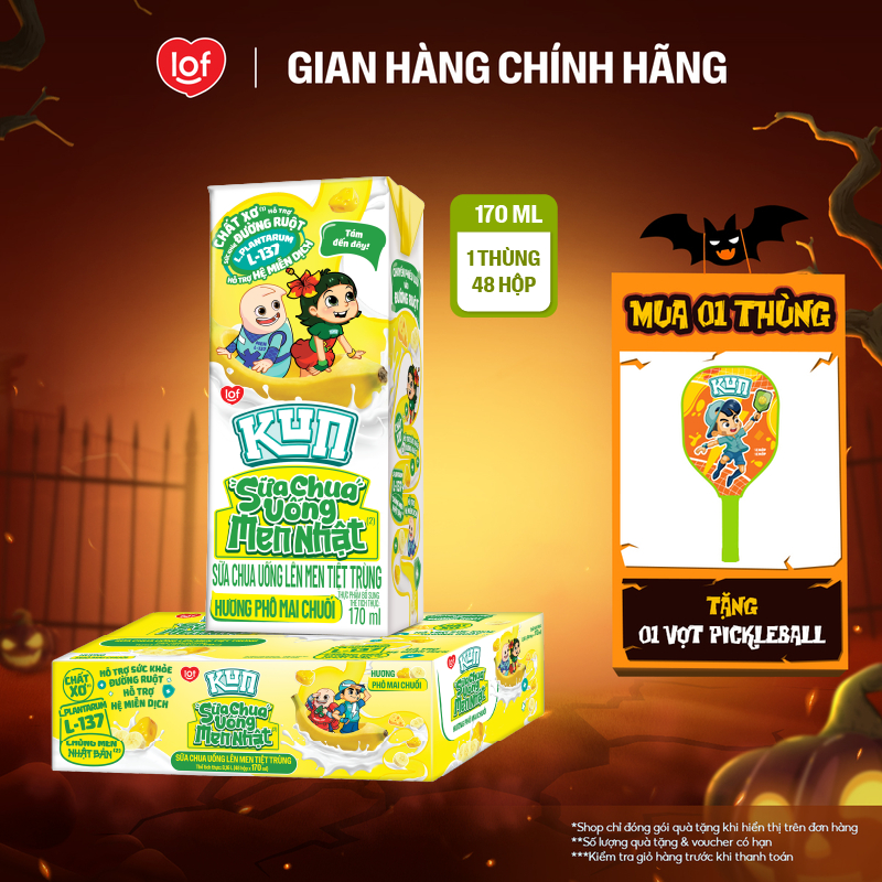 Sữa chua uống Kun men nhật hương phô mai chuối thùng 48 hộp x 170ml