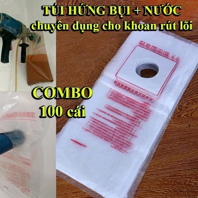 [HCM] 100 Túi đựng hứng bụi máy khoan rút lõi, túi dán tường hựng bụi và nước tiện lợi -Randy