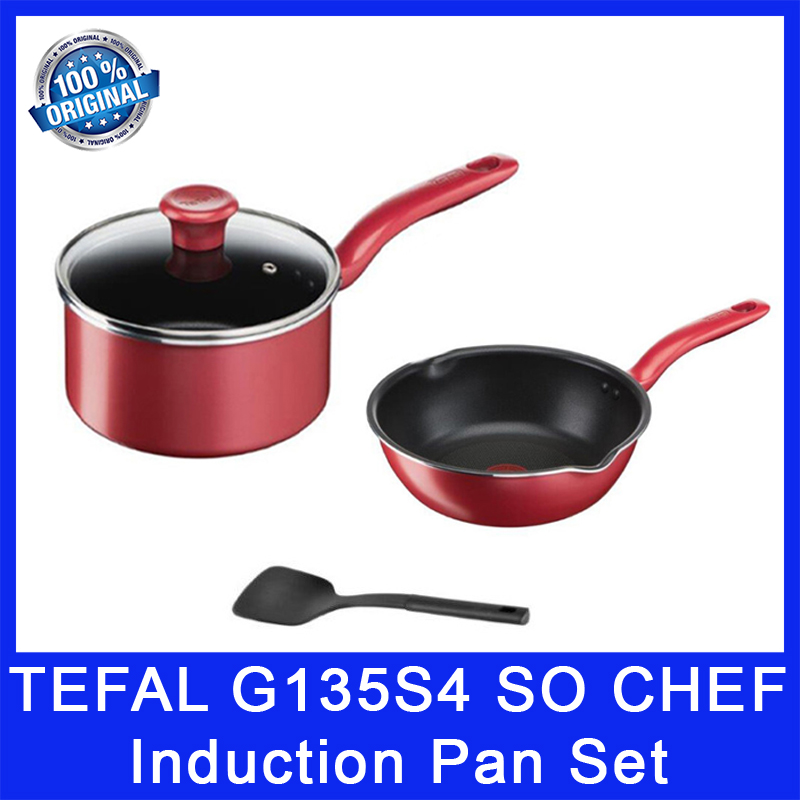 Tefal G135S4 4pc So Chef Induction Pan Set. 24cm Deep Frypan + 28 cm