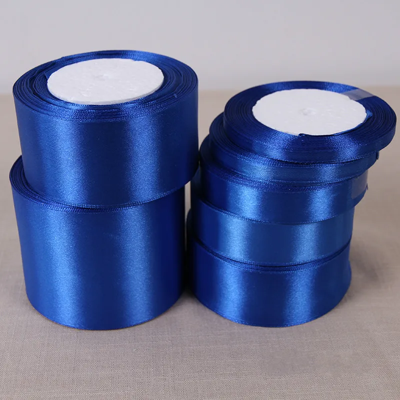 Gift Wrapping & Bags[HOT DSAFMBC 121] 6/10/15/20/25/38/50mm 25yards/roll Royal blue Silk Satin Ribbon Wedding Party Decoration Handmade Invitation Card Gift Packing
