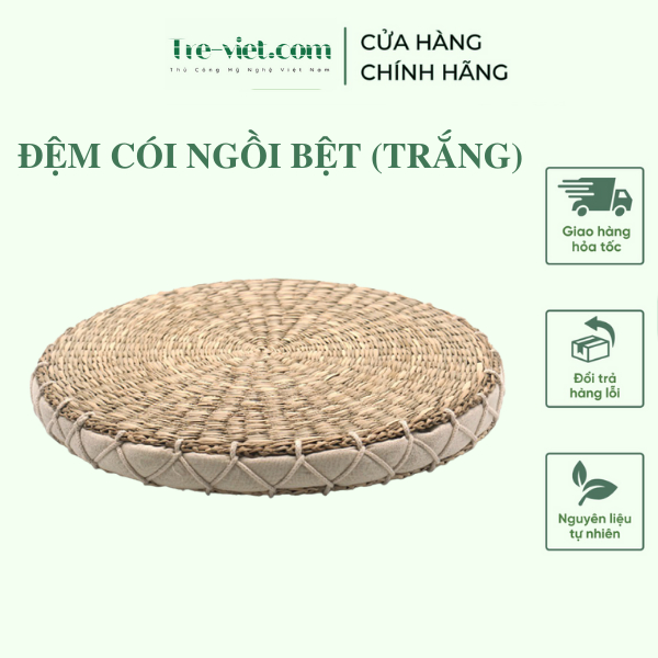 Nệm cói màu be/ đen - Đệm ngồi bệt yoga ngồi thiền cao cấp