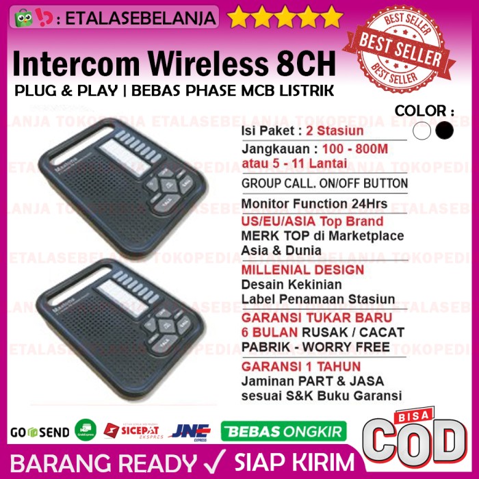FULL DUPLEX WIRELESS INTERCOM GAGANG SPEAKERPHONE 6CH CALFORD WI-999-Shelishop13 Harga 1,280,000 rupiah*Gratis Ongkir