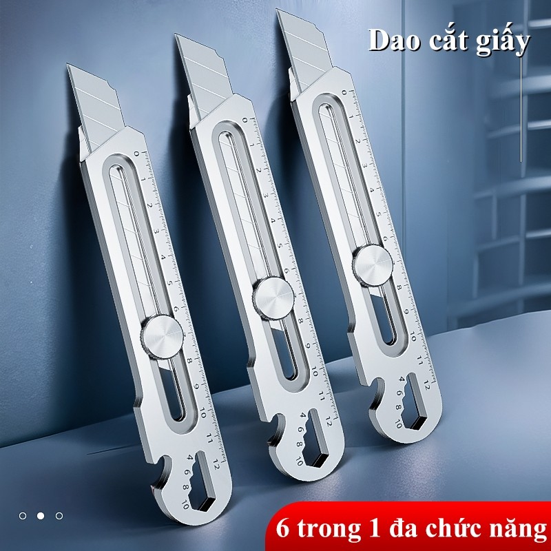 Dụng cụ rọc giấy dao rọc giấy kiêm thước đo đa năng chất liệu thép không gỉ