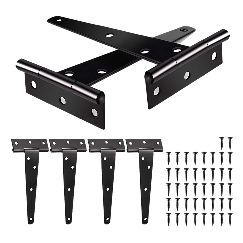 (JDBX) 6 Pack Heavy Duty Tee Hinge, 150mm 6 Inch T Hinge Metal Strap Tee Hinge with Screws for Shed Doors,