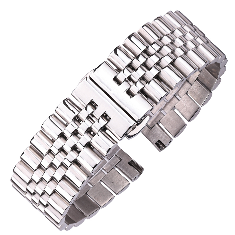 Stainless Steel Watchbands Sier Polished 16 18 19 20 21 22mm Metal Watch Bracelet Strap Accessories hu li trade