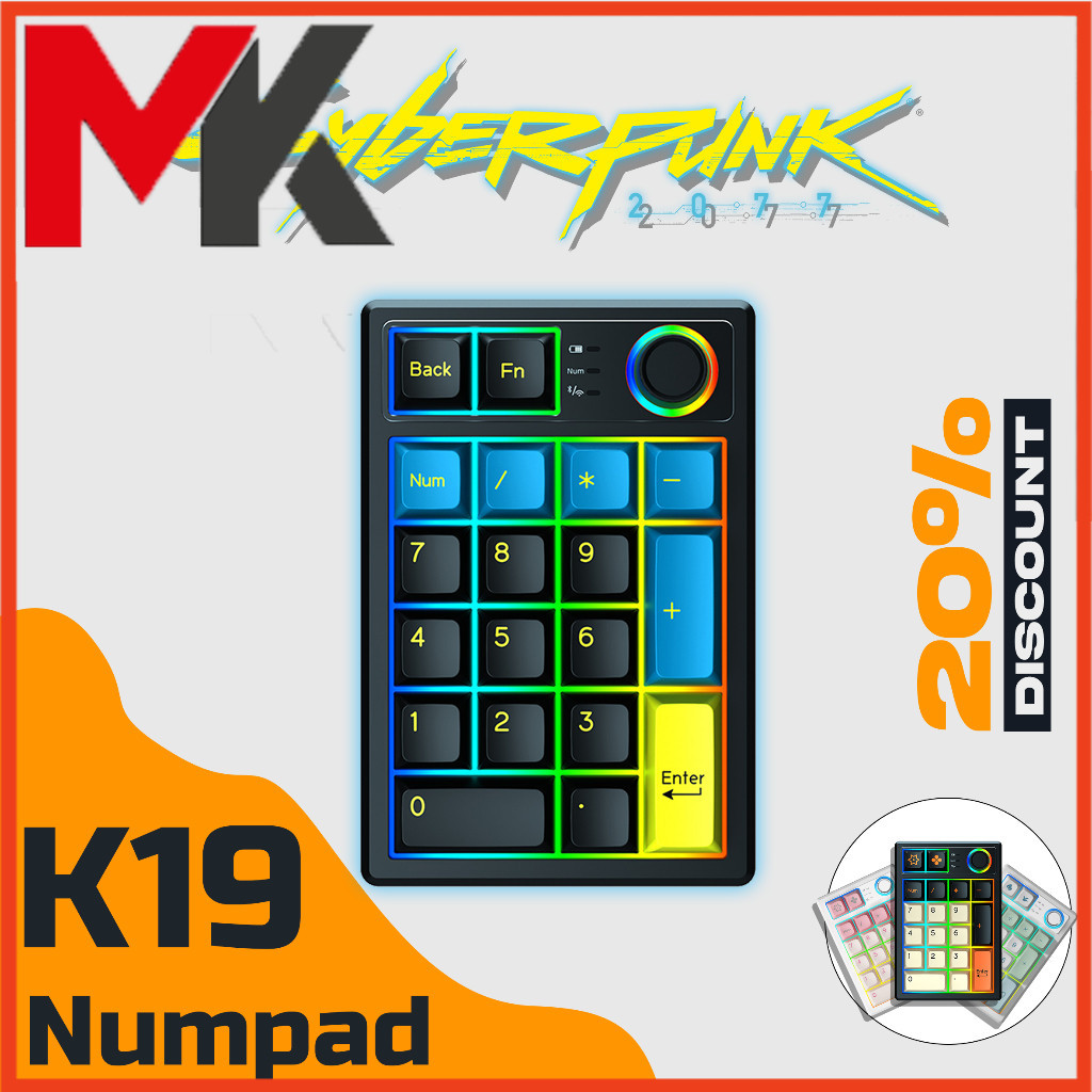 Bàn phím cơ Numpad Keycool K19 3 chế độ kết nối, RGB, hotswap, có núm MKSHOP