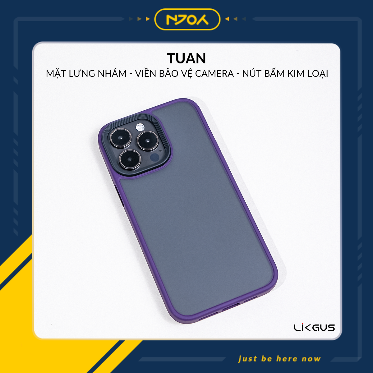 Ốp Lưng Likgus Nhám Chống Vân Nút Kim Loại Bảo Vệ Camera Cho iPhone 16 Pro Max 15 Pro 14 13 Njoyshop