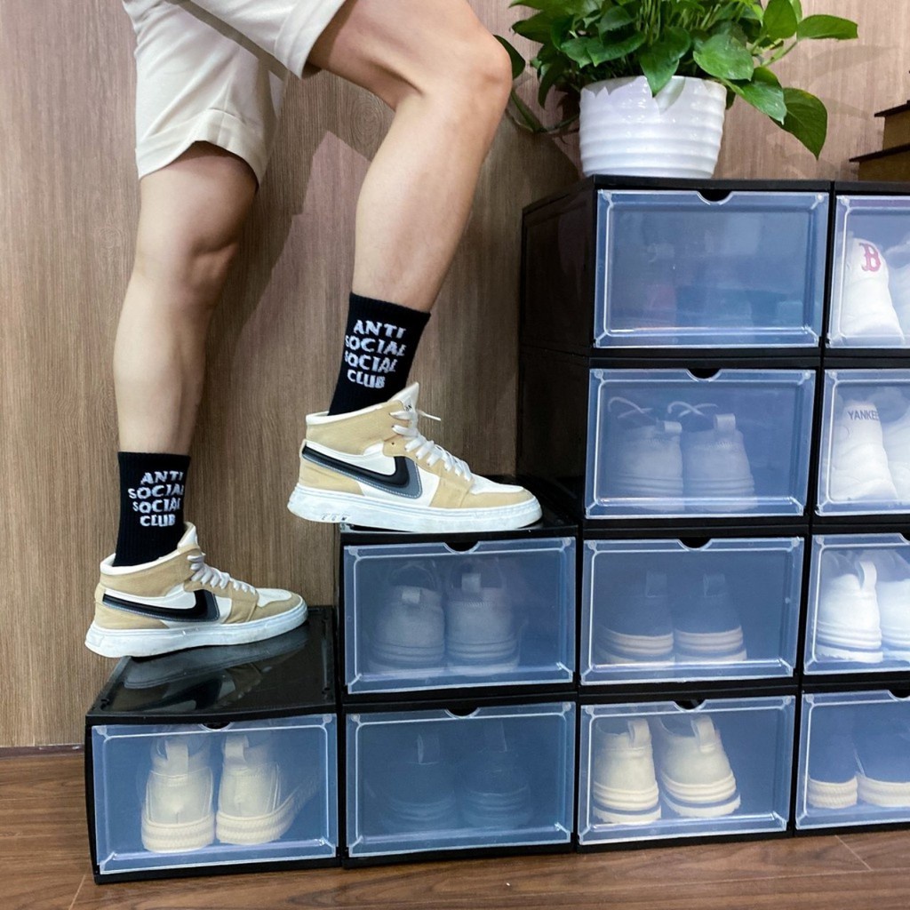  Hộp Đựng Giày Nhựa Cứng Cao Cấp Nắp Hút Nam Châm Size Lớn Tủ Giày Lắp Ghép Tiện Lợi 
