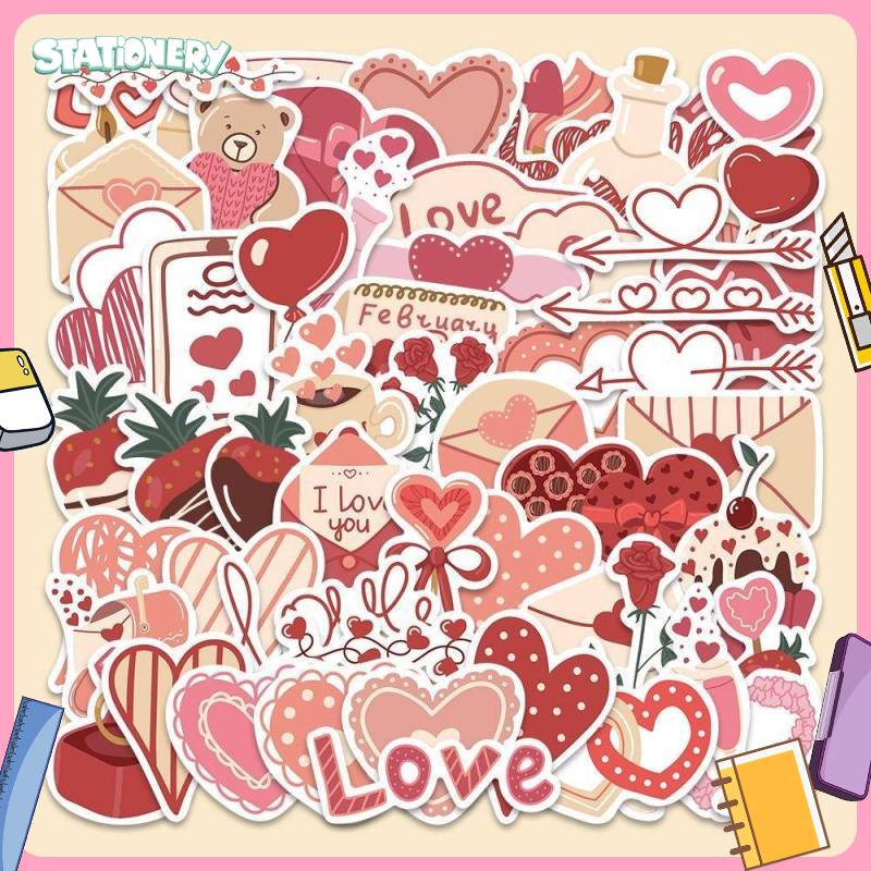 I Stationery สติ๊กเกอร์ สติ้ดเกอร์ สติ๊กเกอร์วาเลนไทน์ กันน้ํา คละแบบ 58ใบไม่ซ้ำลาย ตกแต่งDIYได้ ของขวัญวาเลนไทน์ สติ๊กเกอร์หัวใจ ราคา 25 บาท*ส่งฟรี