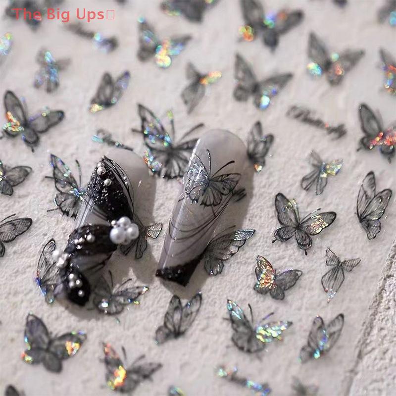 The Big Ups💕 Giấc Mơ pha lê Ambilight Đen Bướm Nail Art Sticker 3D chất lượng cao dính Nail trang trí Nail Art Sticker