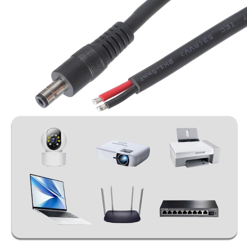 Dây nhảy quang điện 5.5mm x 2.5mm Nam Trần đầu cắm cổng để dây Trần đầu hở sửa chữa cáp cho an ninh máy ảnh điện
