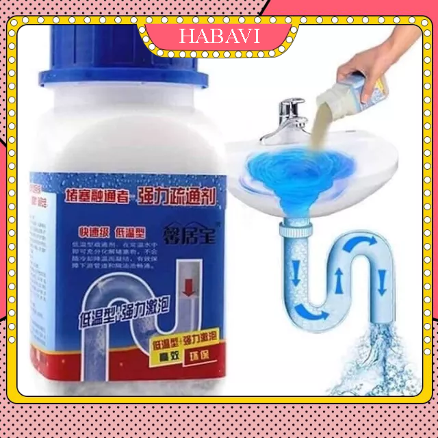 Bột Thông Cống, Thông Bồn Cầu Siêu Mạnh - Thông Tắc Nhà Vệ Sinh, Cống Tắc Dầu Mỡ - HABAVI