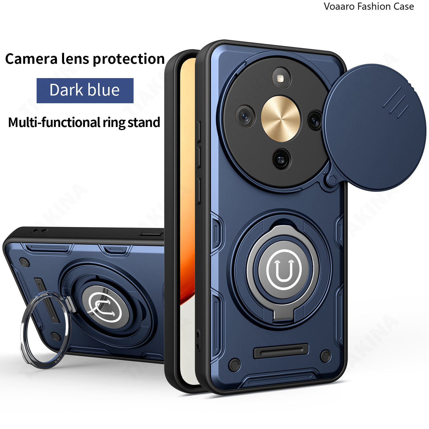 Slide Lens Camera Protection Funda for Honor X9D 5G Case Magnetic Rotate Ring Kickstand Cover for Honor X70 5G Armor Case - Image 4