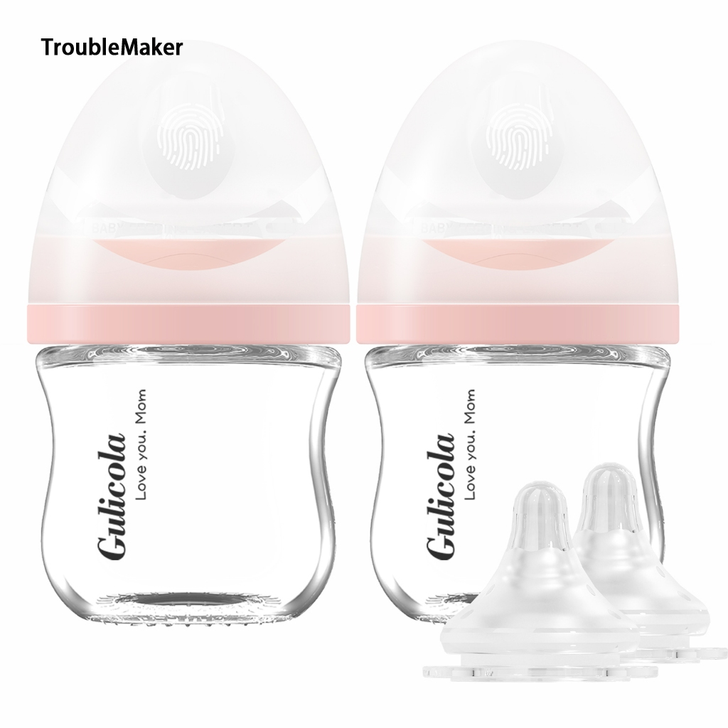 TroubleMaker GUGU 3oz / 80ml glass milk bottle simulated nature for baby from 0 months + ราคา 130 บาท*ส่งฟรี