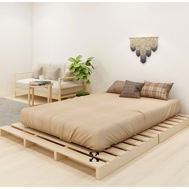 Giường ngủ pallet gỗ tự nhiên đủ kích thước chất lượng cao loại chân cao 20cm - bảo hành 12 tháng