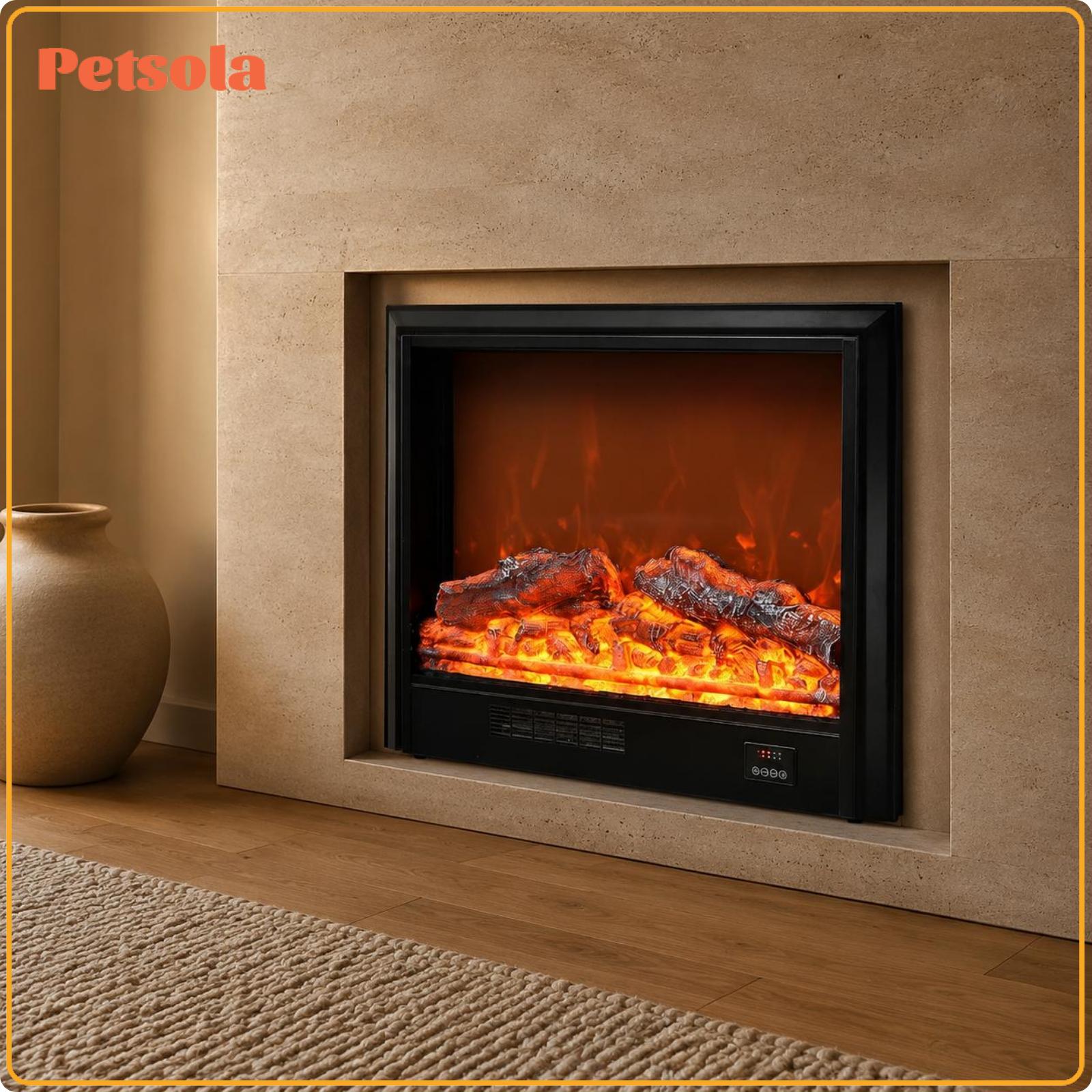 Electric Flame Fireplace Space-Saving Design Built-in Fireplace Heater Decorative Flame Heater Easy to Use for Cabinet