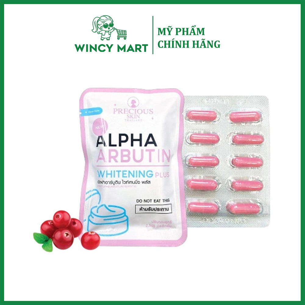 Vỉ 10 Viên Bột Kích Trắng Alpha Arbutin Whitening Plus Giúp Dưỡng Trắng Da Precious Skin Hàng Thái Lan - Wincy Mart