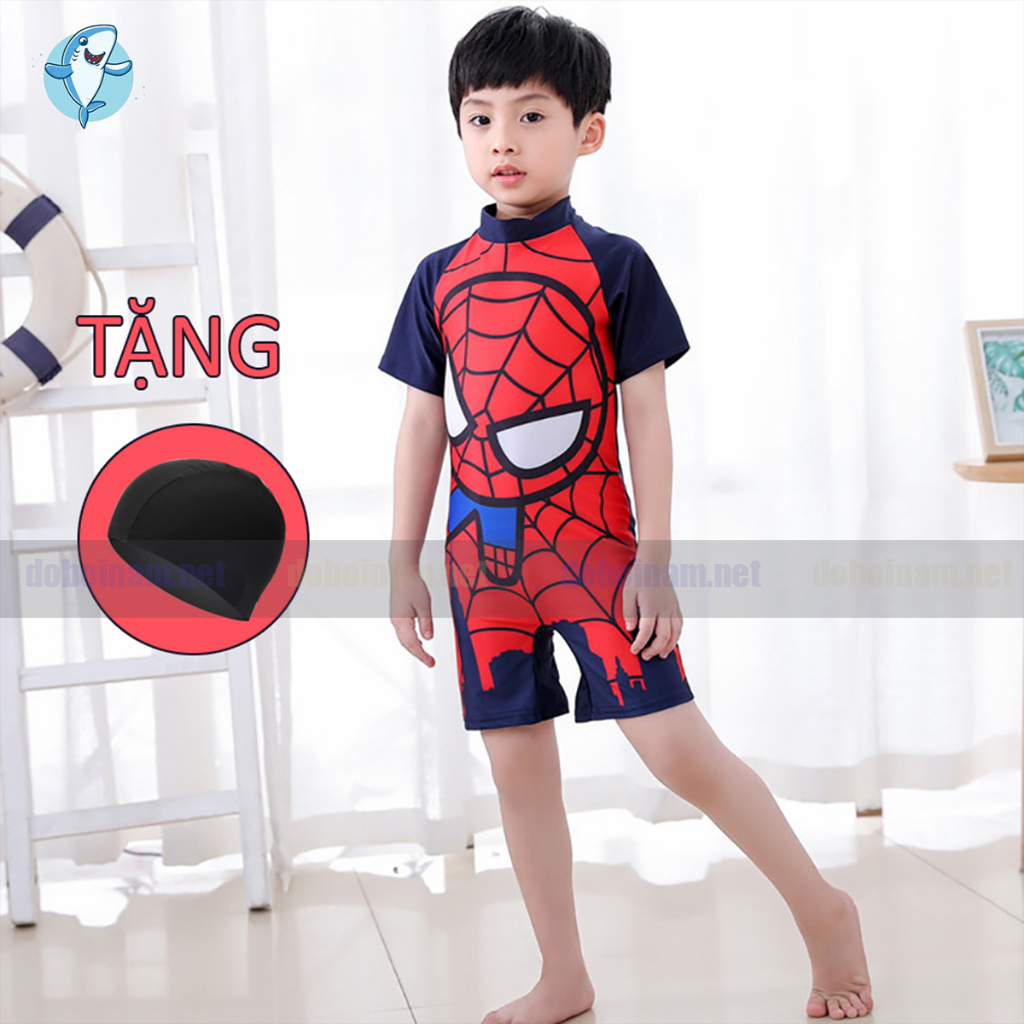 Đồ bơi cho bé trai 3 - 12 tuổi Siêu Nhân Nhện tặng kèm mũ bơi