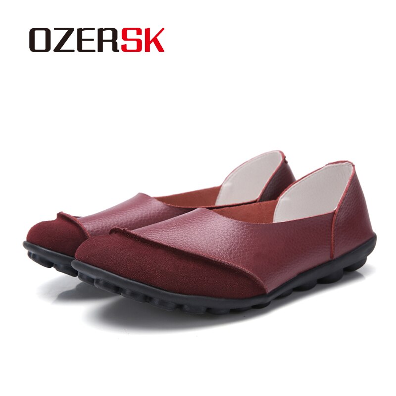 Ozersk Giày đế bệt nữ giày nữ thường ngày giày đệm bông cho Nữ Giày Da Thật Giày SLIP-ON 35 ~ 42