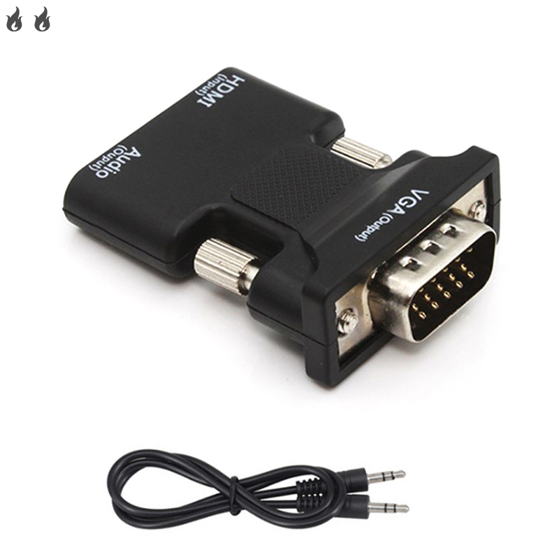 🔥🔥OlrXa Life Bộ chuyển đổi HDMI cái sang VGA đực với bộ chuyển đổi âm thanh hỗ trợ đầu ra tín hiệu 1080p
