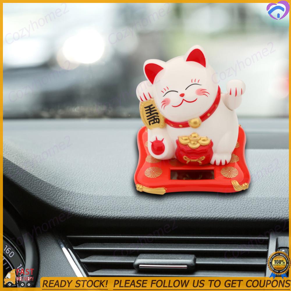 2.5 inch Cute Shaking Hands Solar Lucky Fortune Cat Wealth Waving Figurines(READY STOCK & COD & LOW PRICE & HIGH QUALITY)