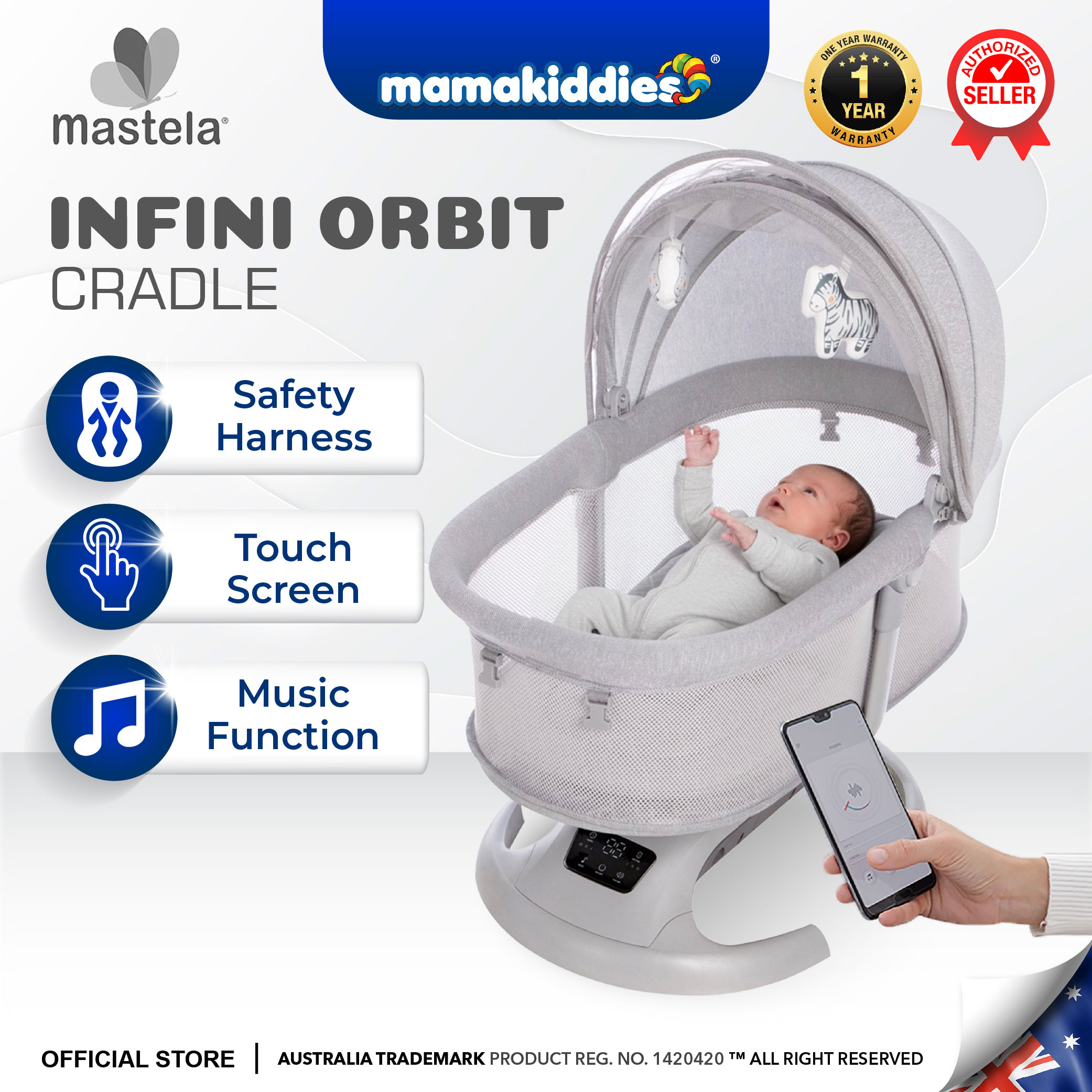 Mastela Infini orbit Baby Cradle Multipurpose Electric Baby Swing | Buaian Bayi Elektrik