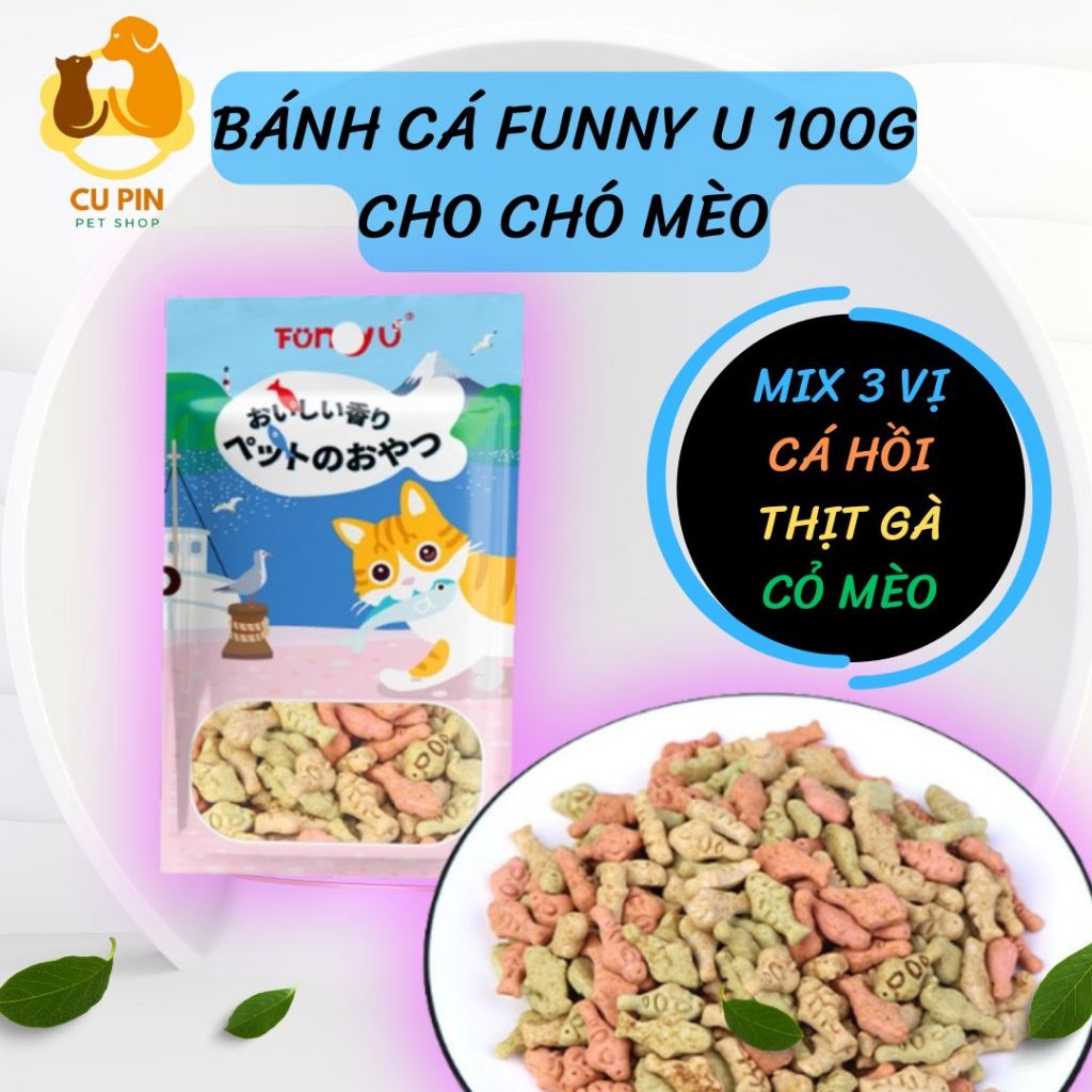 [BAO BÌ MỚI] Bánh cá cho Mèo FUNNY U 100Gr - Tăng trọng lượng - Giá không đổi