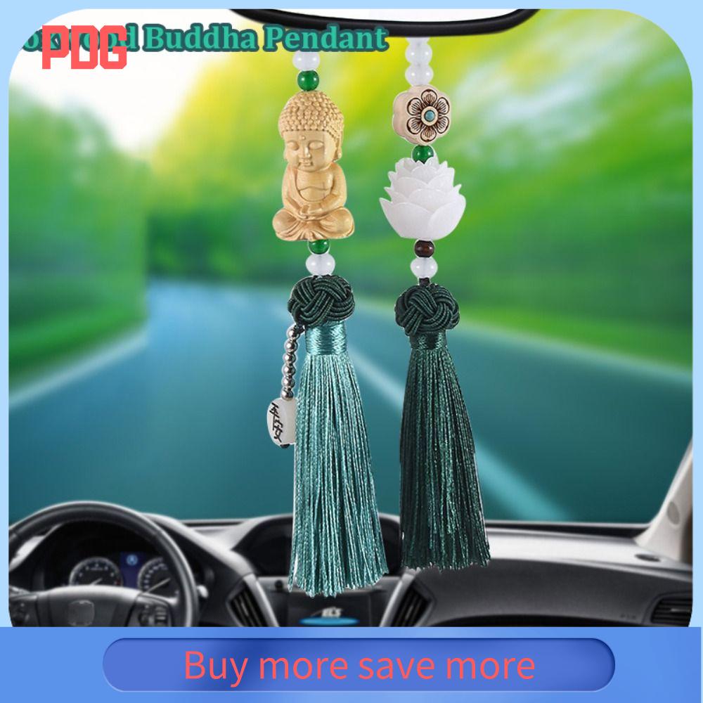 PDG Tua Rua Đôi  dây chuyền Phật ô tô Chúc may mắn Đồ trang trí treo hoa sen  dây chuyền hạt Hợp thời trang Văn hóa truyền thống Trung Quốc Đồ trang trí gương chiếu hậu Trang trí xe hơi