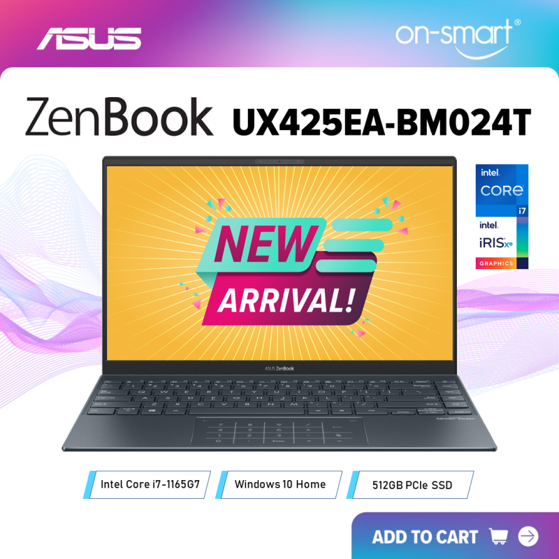 【Next Day Delivery】ASUS Zenbook 14 UX425EA-BM024T | Intel Core i7-1165G7 Processor | 16GB RAM | 512GB NVMe PCIe SSD | Intel Iris Xe Graphics | Windows 10 Home | 2 Years International Warranty