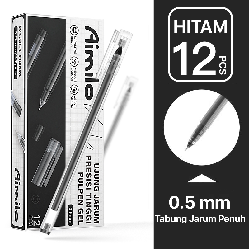 [READY] Aimilo Pulpen Gel 1 Kotak Isi 12PCS 0.5mm Gel Pen 3 Warna
