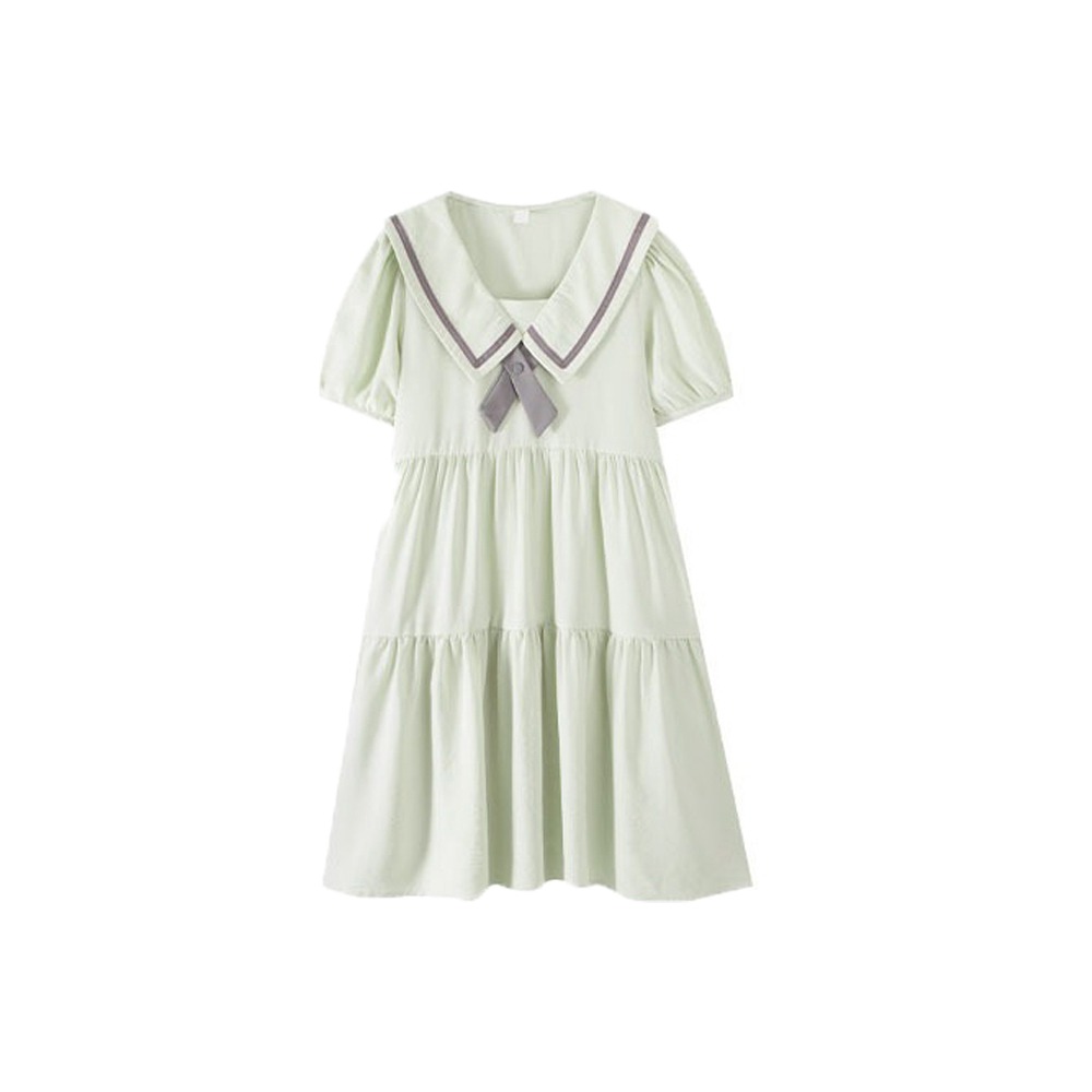 PALOA Nơ Váy công chúa cho bé gái Lỏng lẻo Phong cách Preppy Váy cho thanh thiếu niên Thanh lịch Tay áo ngắn phồng Váy bong bóng cho trẻ em Mùa hè - 2