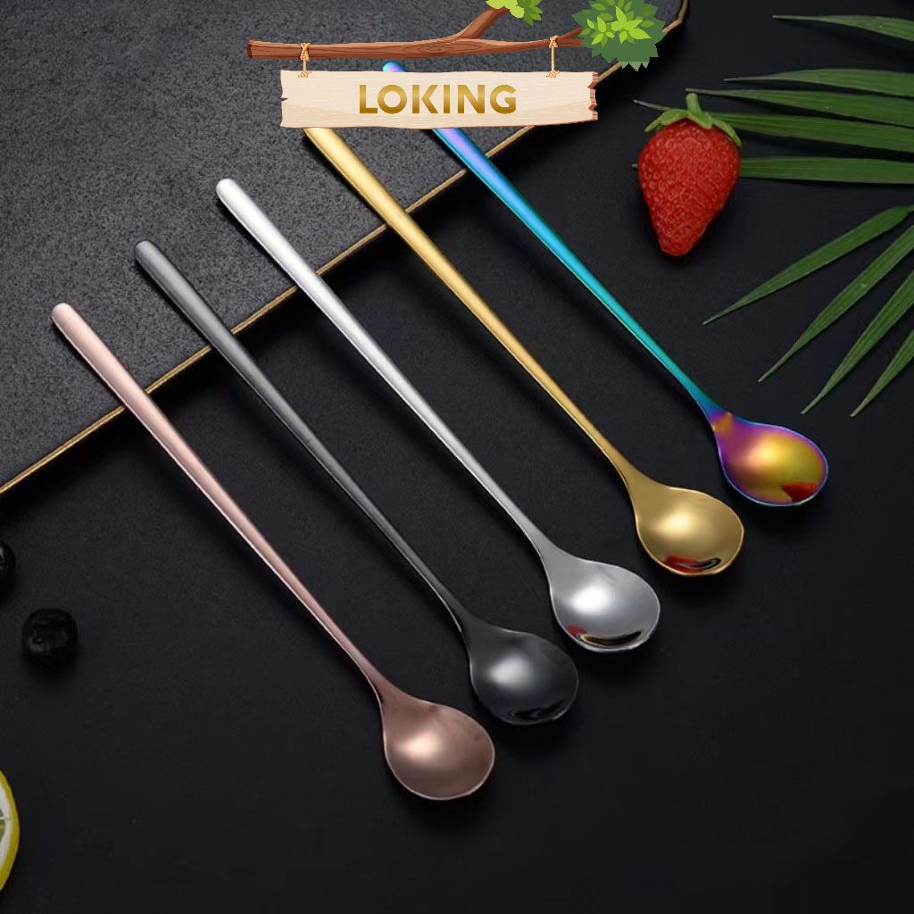 Thìa cà phê inox, thìa dài thép không gỉ nhiều màu sắc - LOKING