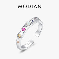 Modian 925 Sterling Silver Bạc Hợp Thời Trang Đầy Màu Sắc Zirconia Không Thường Xuyên nhẫn có thể điều chỉnh Thiết Kế Ban Đầu đồ trang sức tinh xảo Quà Tặng Cho dự tiệc cho nữ