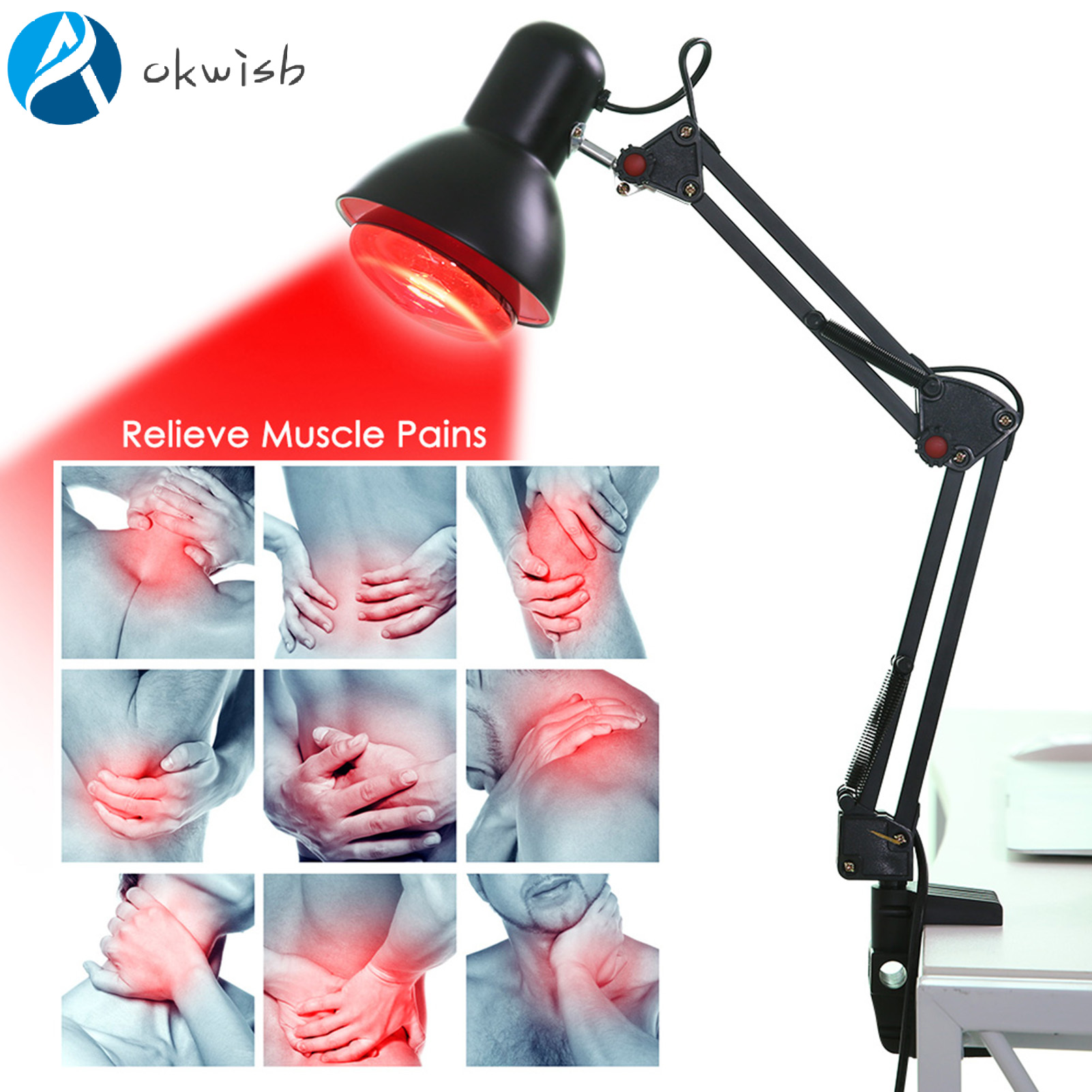 Đèn vật lý trị liệu nhiệt hồng ngoại trị liệu bằng nhiệt ánh sáng Chăm sóc sức khỏe giảm đau Đen 110V