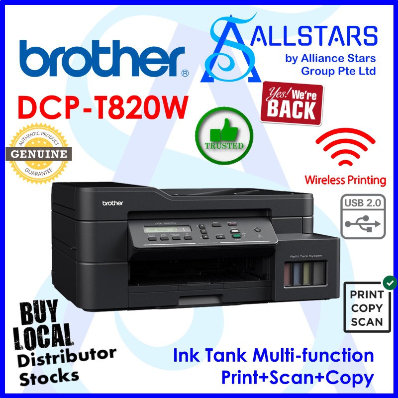 (ALLSTARS PROMO) Brother DCP-T820DW / DCP-T820 / T820 Color Ink Tank Wireless Multi-function Inkjet Printer (Print / Scan / Copy) / Duplex Printing (Warranty 3years carry-in to Brother Singapore) Singapore