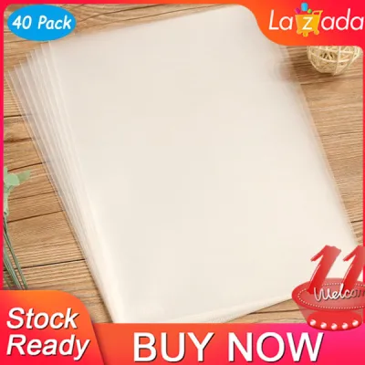 40PCS L-Type Plastic Folder - 18C Transparent Clear Document Folder for A4 Size Paper Sleeves