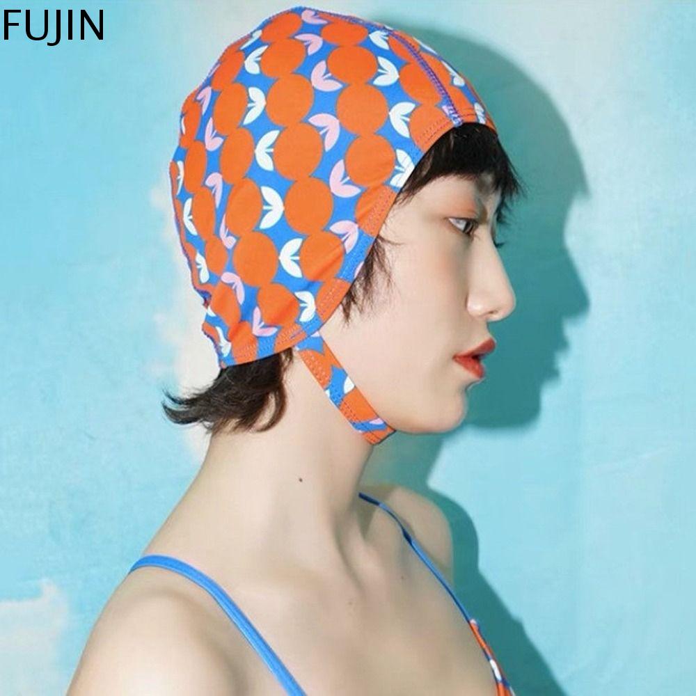 FUJIN Bảo vệ tai Mũ bơi Có thể điều chỉnh Vải vải Mũ bơi thể thao Người lớn Kích thước miễn phí Tóc dài
