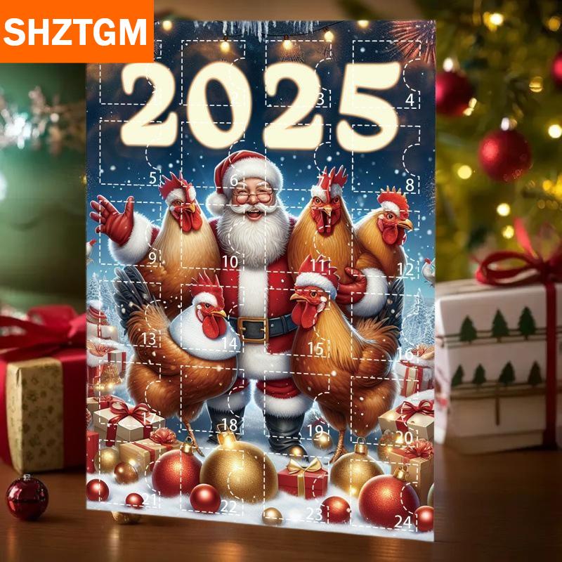 [COD] SHZTGM ปฏิทินจุติไก่2025กับหมวกซานต้าเครื่องประดับแบบแขวน2D ปฏิทินนับถอยหลังของประดับต้นคริสต์มาส ราคา 201 บาท*ส่งฟรี