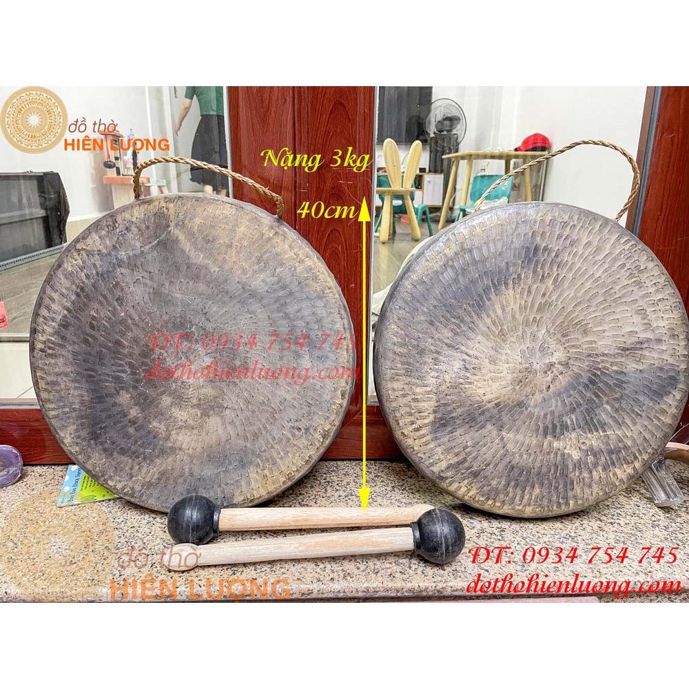 Lệnh đường kính 40cm nặng 3kg kèm dùi cao su bằng đồng phong thủy (giá 1 cái)