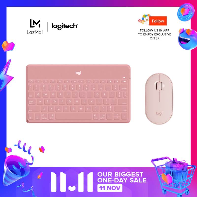 Logitech Keys To Go Super-Slim and Super-Light Bluetooth Keyboard + Logitech Pebble M350 Wireless Mouse with Bluetooth Singapore
