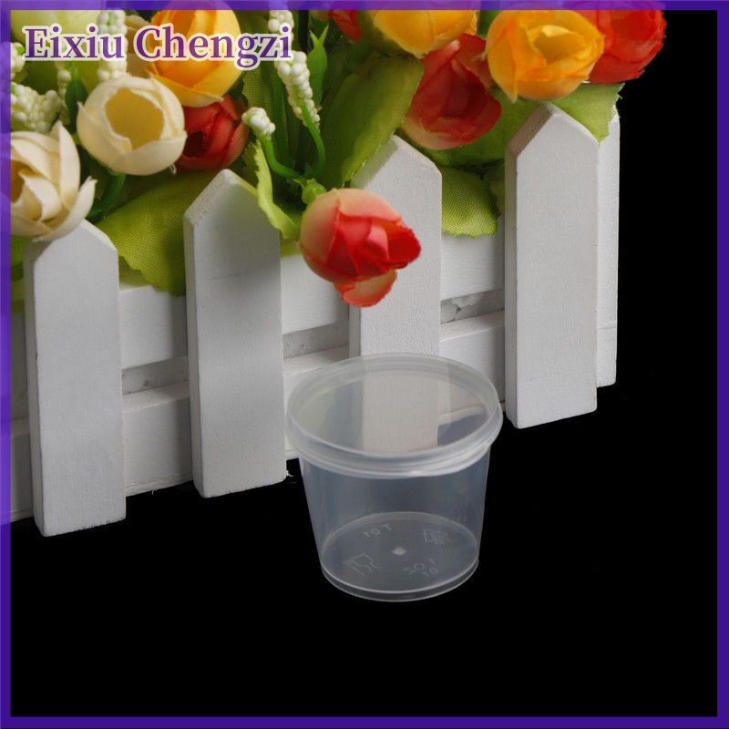 Eixiu 100 chiếc cốc nước sốt dùng một lần bằng nhựa nhỏ hộp nắp hộp đựng thực phẩm trong suốt