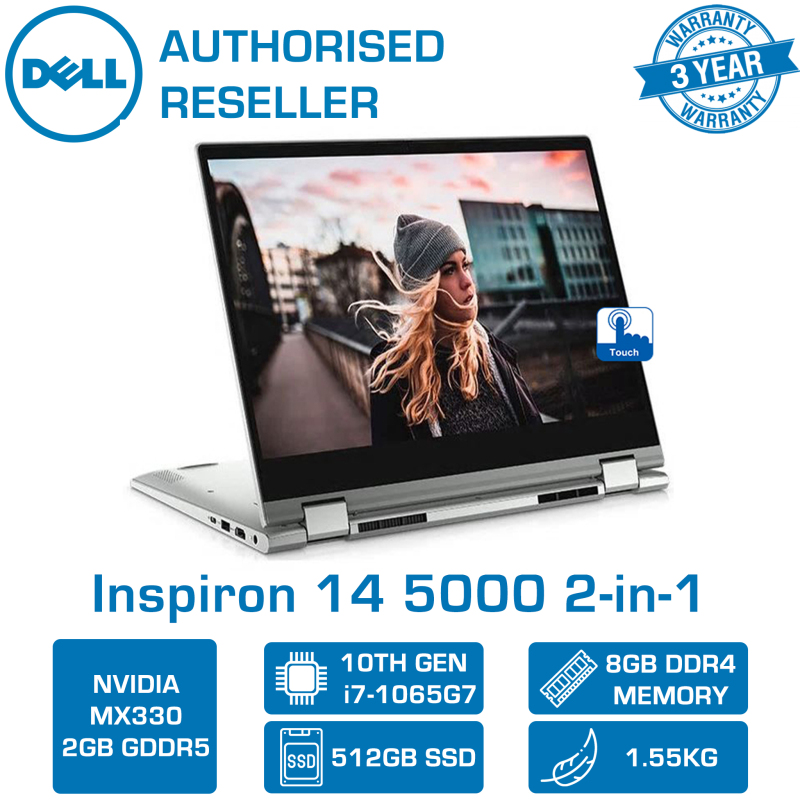 【DELIVERY IN 24 HOURS】 2020 DELL New Inspiron 5400-106852G Touch 2-1 Convertible Laptop | 14.0 FHD IPS Touch | i7-1065G7 | 8GB RAM | 512GB PCIe SSD | NVIDIA MX330 2GB DDR5 | 2Y Dell Onsite Warranty | Inspiron 14 5000 2-in-1 Laptop