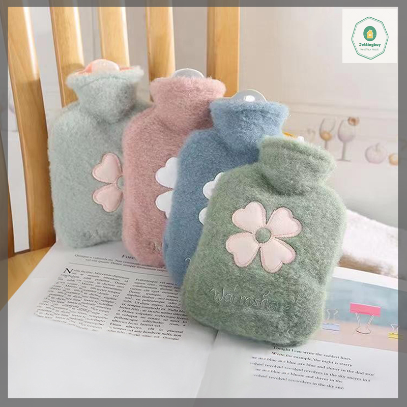 【Jettingbuy】 Hot Sale 1000ML Hot Water Bag Warm Belly Hands Cute Warm Water Bag Hand Warmer Flower Hot Water Bottle Bag Water Warmer ราคา 130 บาท*ส่งฟรี