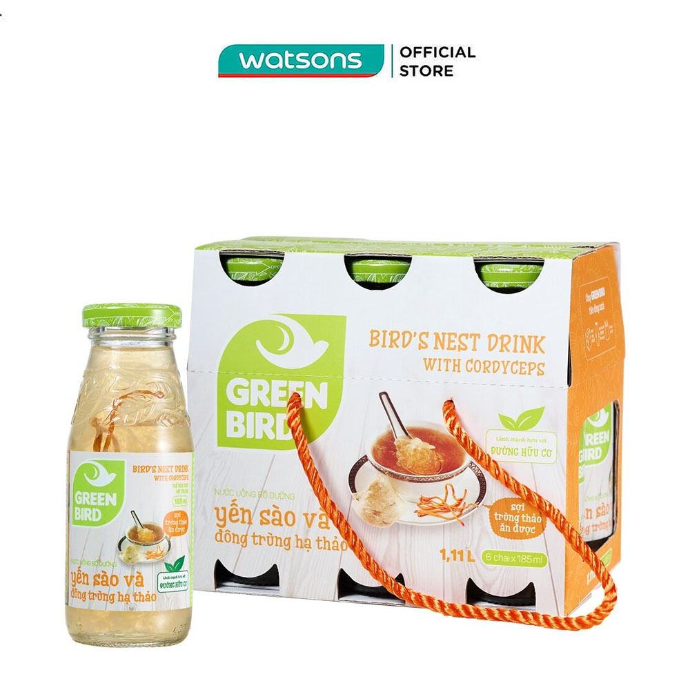 Nước Uống Bổ Dưỡng Green Bird Yến Sào Và Đông Trùng Hạ Thảo 185mlx6Pcs