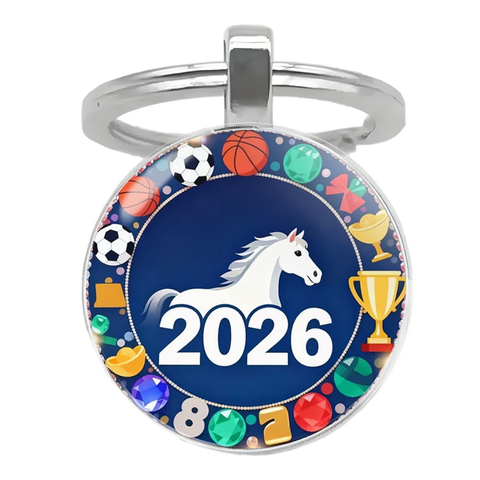 youlianba Portable Keychain Festive Red Keychain 2026 Year of Keychain with Bells – Lucky Zodiac Metal Pendant Compact Holiday Decoration Good Luck Charm - 3