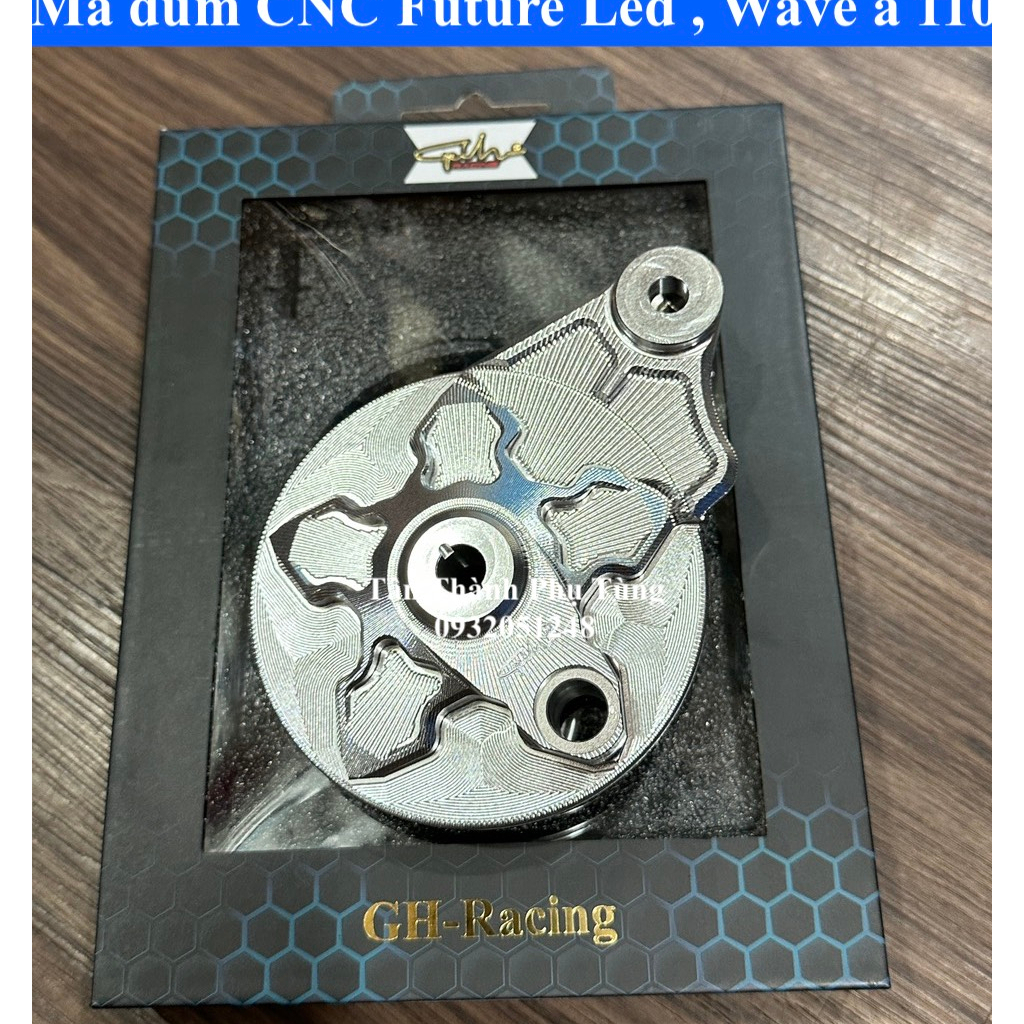 Má đùm nhôm cnc gh racing future led, wave a 110, future 125 - màu bạc