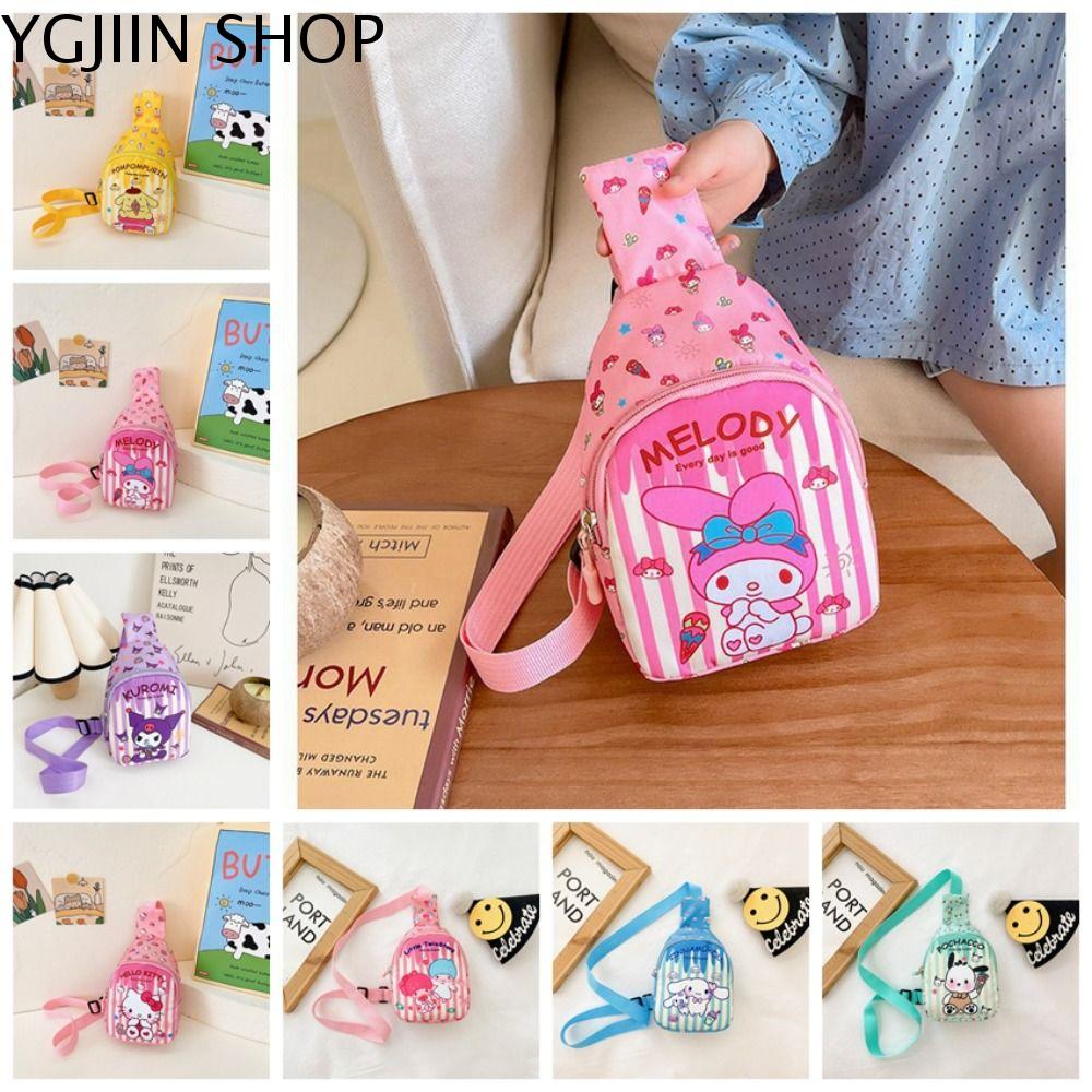 YGJIIN Cinnamoroll Túi đeo ngực trẻ em cinnamoroll kuromi Giai điệu Kuromi Túi trẻ em cinnamoroll kuromi Túi đeo vai Hoạt hình Ví đựng tiền xu dễ thương cho trẻ em Bé trai bé gái