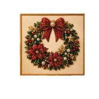 WAPKTY SHOP Wooden Frame DIY Christmas Pearl Diamond Painting Art Kit Santa Claus Stress-Relieving 3D Pearl Bead Art Kit Christmas Reindeer Christmas Pearl Art Kit For Beginners